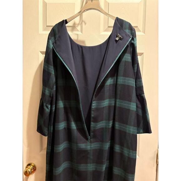 Talbots Women's Plus Size 16 Tartan Plaid Shift Dress 3/4 Sleeve - Picture 6 of 12